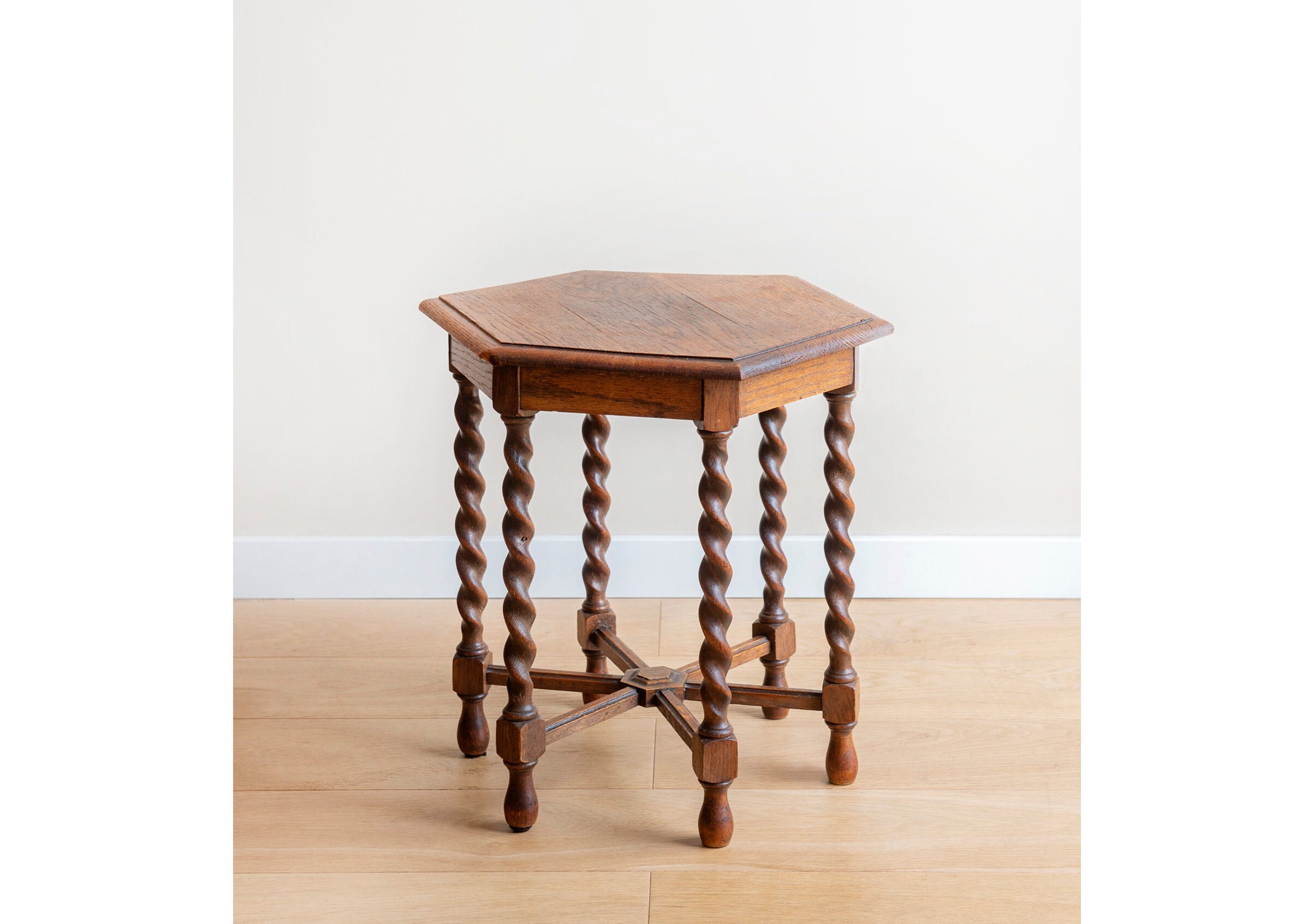 フランス アンティーク Hexagon oak table テーブル チェア フランス