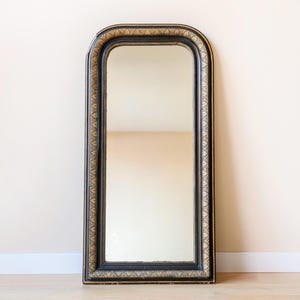 Antique Louis Philippe Mirror, Tall French Arch Mirror, Large Farmhouse Mirror, Old Rustic Mantle Mirror Half Round Wall Mirror