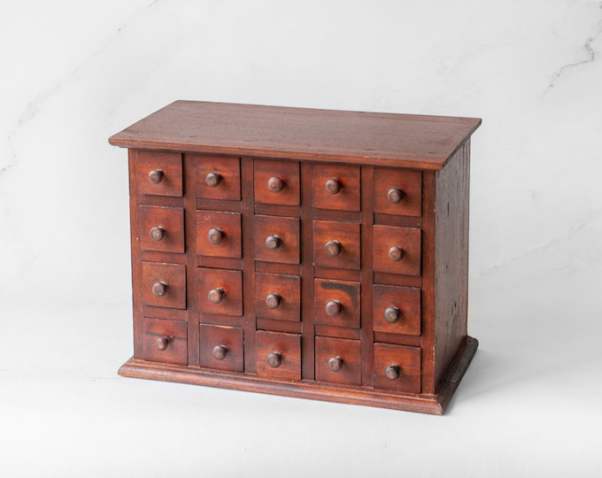 Apothecary Cabinet With 20 Small Drawers, Antique Mahogany Storage Unit ...