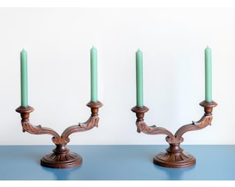 Paire De Bougeoirs Anciens Art Déco Martelés, Métal Argenté, Excellent état