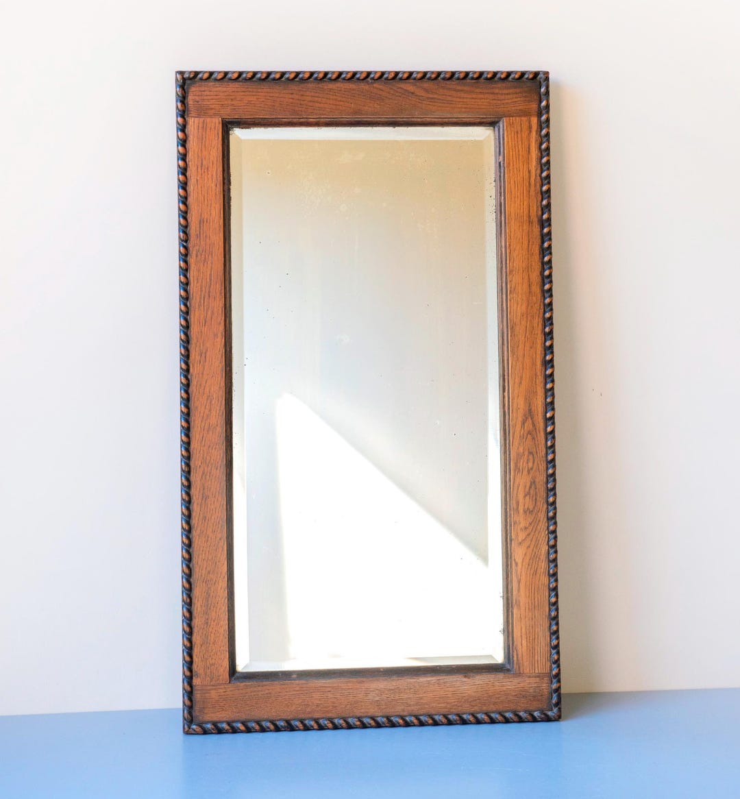 Victorian Oak Wall Mirror – Antique Barley Twist Frame With Beveled ...