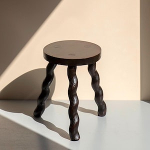 Antique Barley Twist Milking Stool - Handcrafted Oak Plant Stand - Rustic French Country Stool