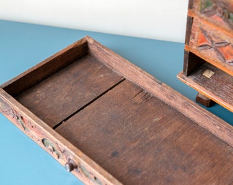 引き出し付きアンティーク手彫りキャビネット、インドネシア木製収納