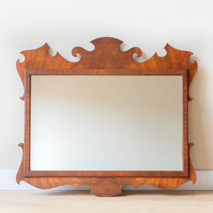 Antique Georgian Carved Wooden Mirror, Chippendale Mantle Mirror, Large Victorian Wall Hanging, Old Ornamental Mirror, Made In England