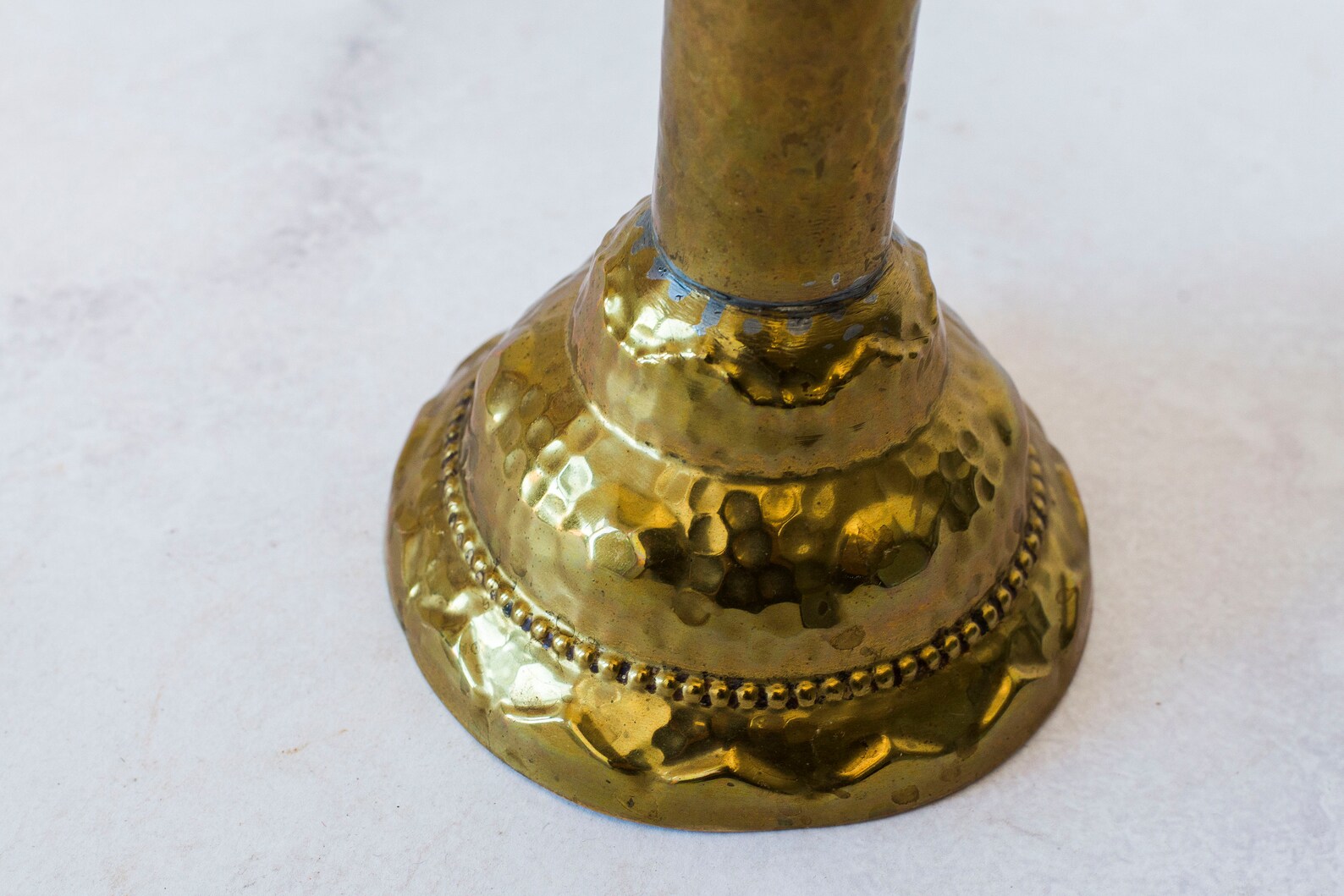Hammered Brass Candle Holder Vintage Golden Candleholder Etsy