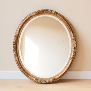 Large Antique Mirror With Beveled Glass, Gold Mantle Mirror, Baroque Ornate Mirror, Decorative Roses Mirror