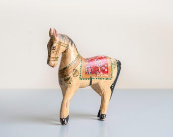 アンティーク ヴィンテージ マルチカラー セラミック 馬の置物 ペア
