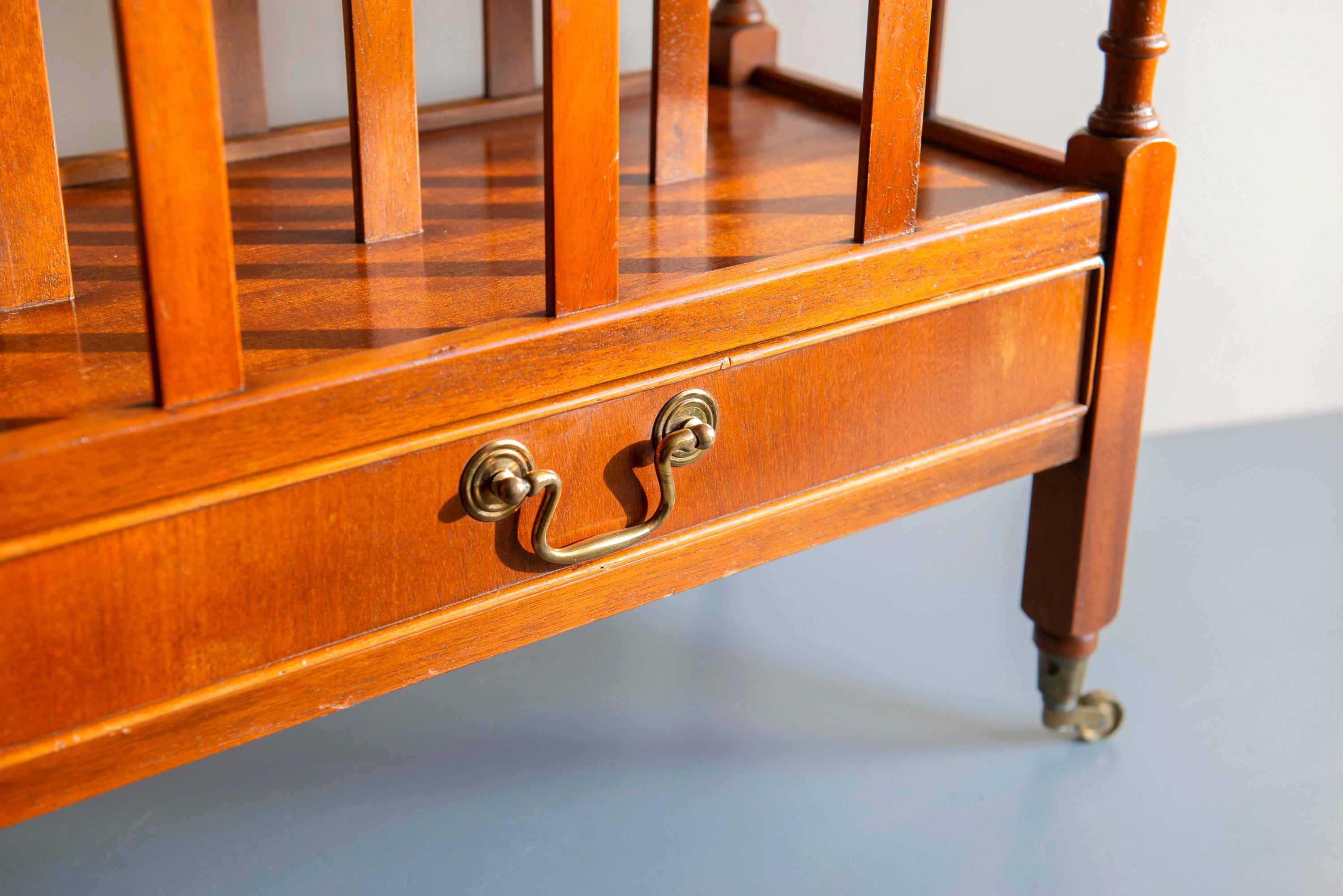 Magazine Rack Trolley Vintage Wooden Magazine Rack Trolley With Drawer and Wheels - Mid ...
