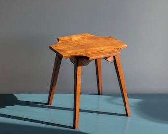 Table d'appoint en chêne, support à plantes vintage en bois, table basse Art déco, tabouret hollandais, design de l'école d'Amsterdam