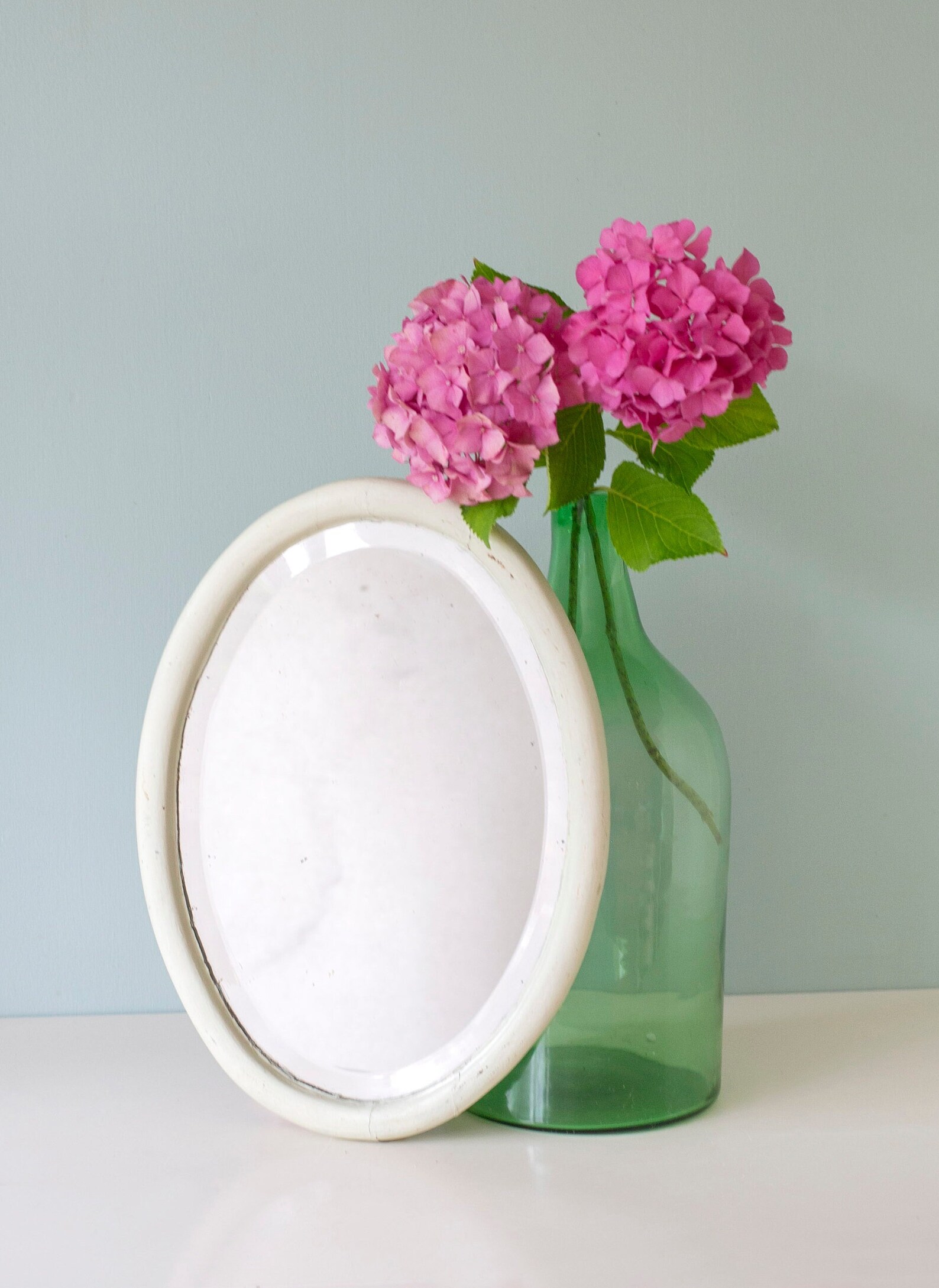 Gerahmtes ovaler französischer Spiegel Vintage weißer | Etsy