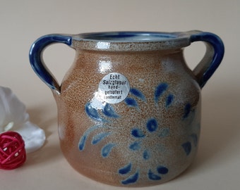 Steingut Keramik Salzglasur Schmalztopf Topf Krug Landhaus handgetöpfert handbemalt