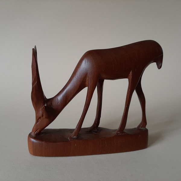 Vintage Teak Holz Figur Antilope Gazelle Mid Century