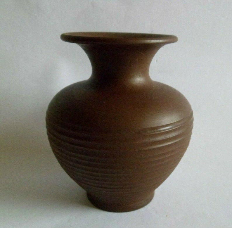 Vintage Keramik Ton Vase braun Handarbeit Mid Century Etsy.de