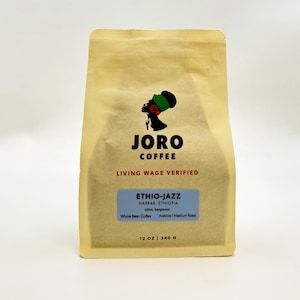 Ethio-Jazz Single Origin Premium Mittlere Röstung Ganze Bohne Kaffee, Arabica, 12 oz