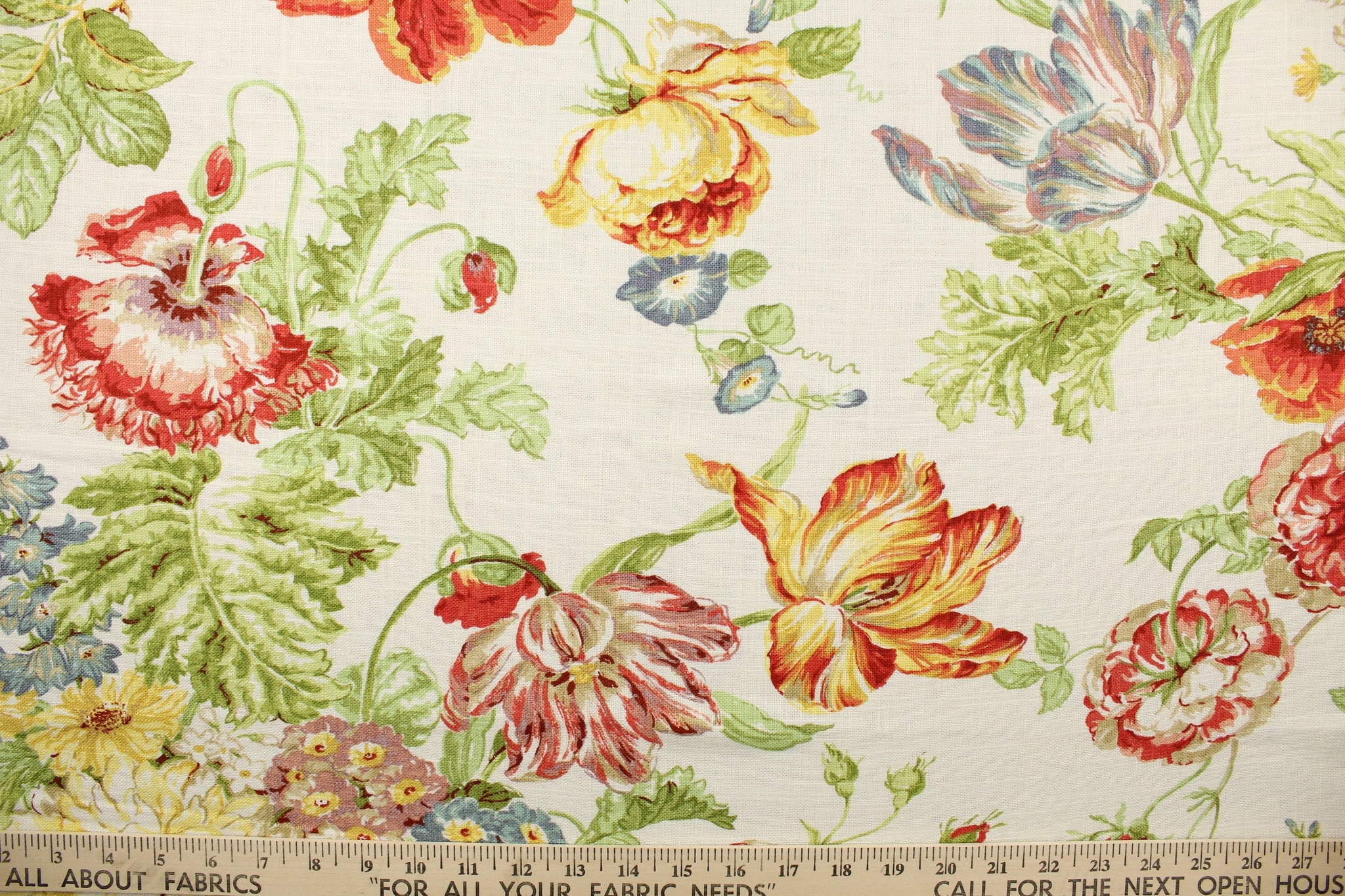 Tissu Ancien Style Chintz à Motifs Fleurs Et Rubans - Pièce D'occasion Pour Couture Et Déco