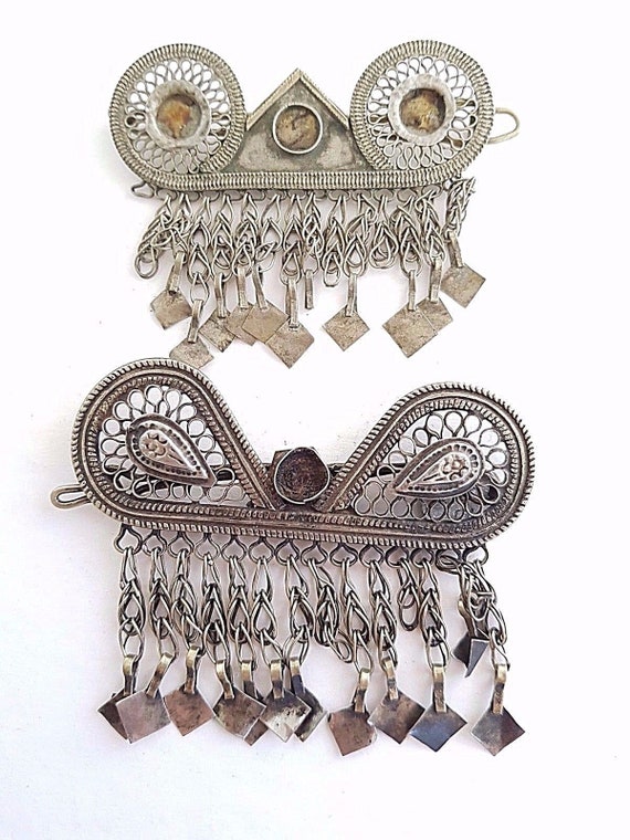 Head dress hair ornament earring pendants TWO Uzbe
