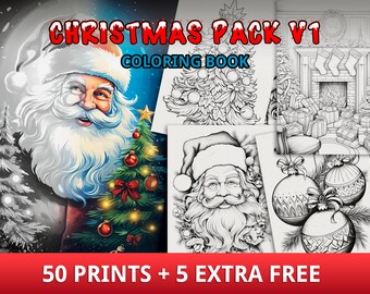 Más de 50 páginas para colorear de Navidad, Navidad imprimible, Navidad para colorear, colorear imprimible, PDF imprimible, para niños y adultos, descarga instantánea