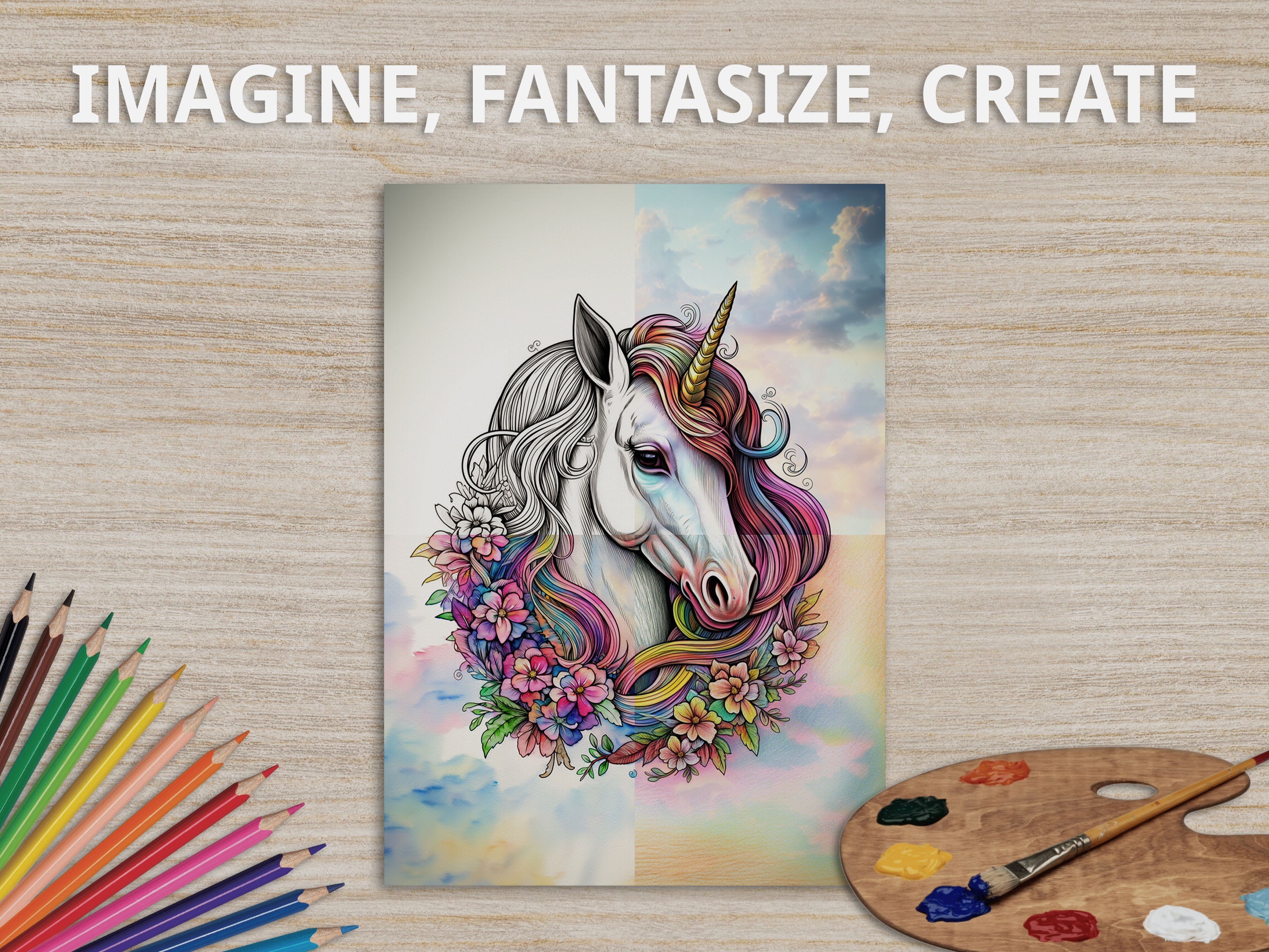 70+ Princess and Unicorn Coloring Pages, Cute Coloring Book, Printable