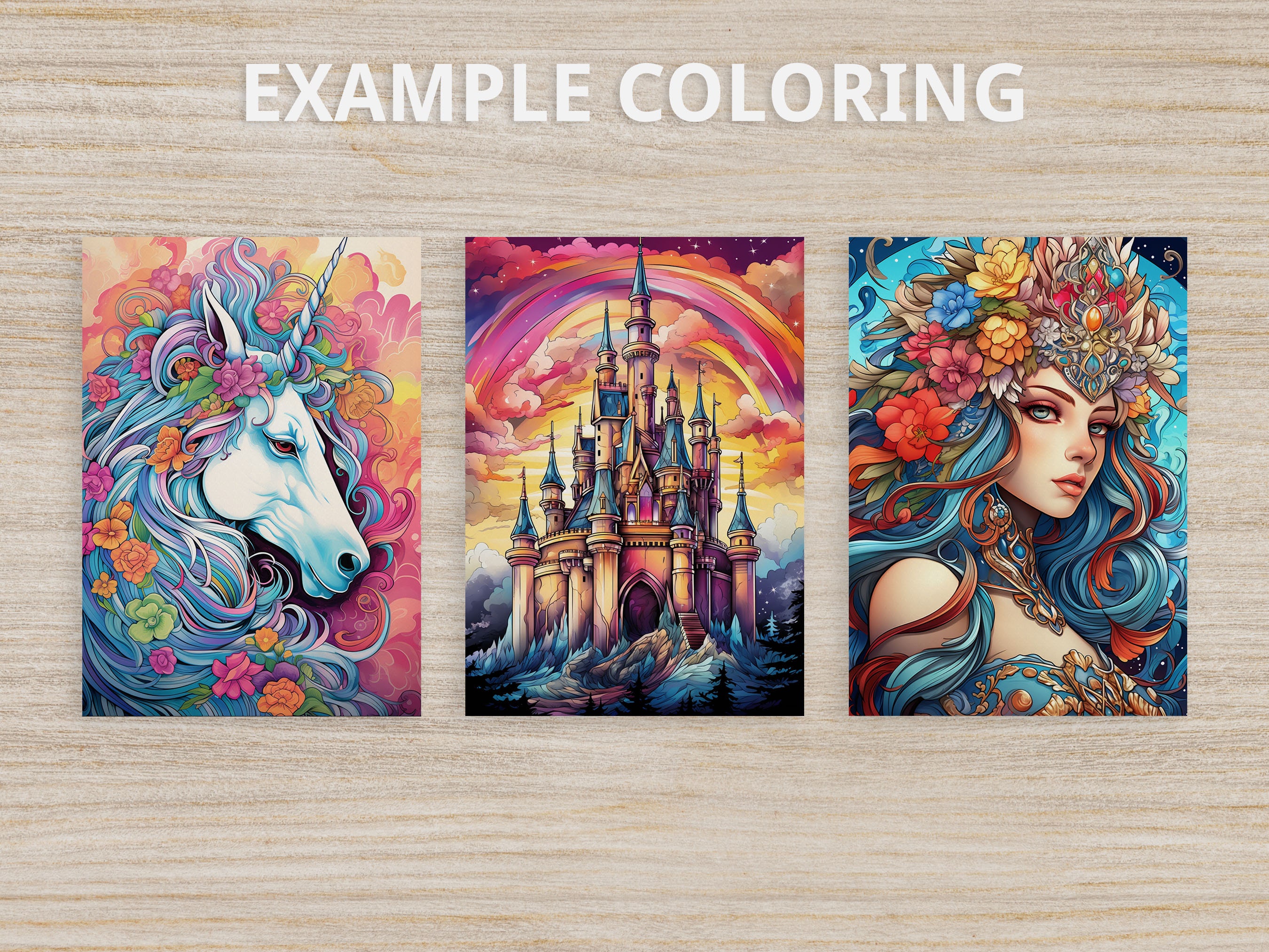 70+ Princess and Unicorn Coloring Pages, Cute Coloring Book, Printable