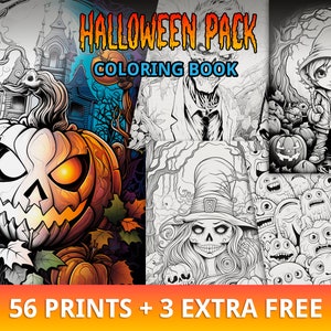 55+ Halloween Coloring Pages, Coloring Pages, Printable PDF, Printable Coloring Pages, Halloween Activity, Instant Download, Art Therapy