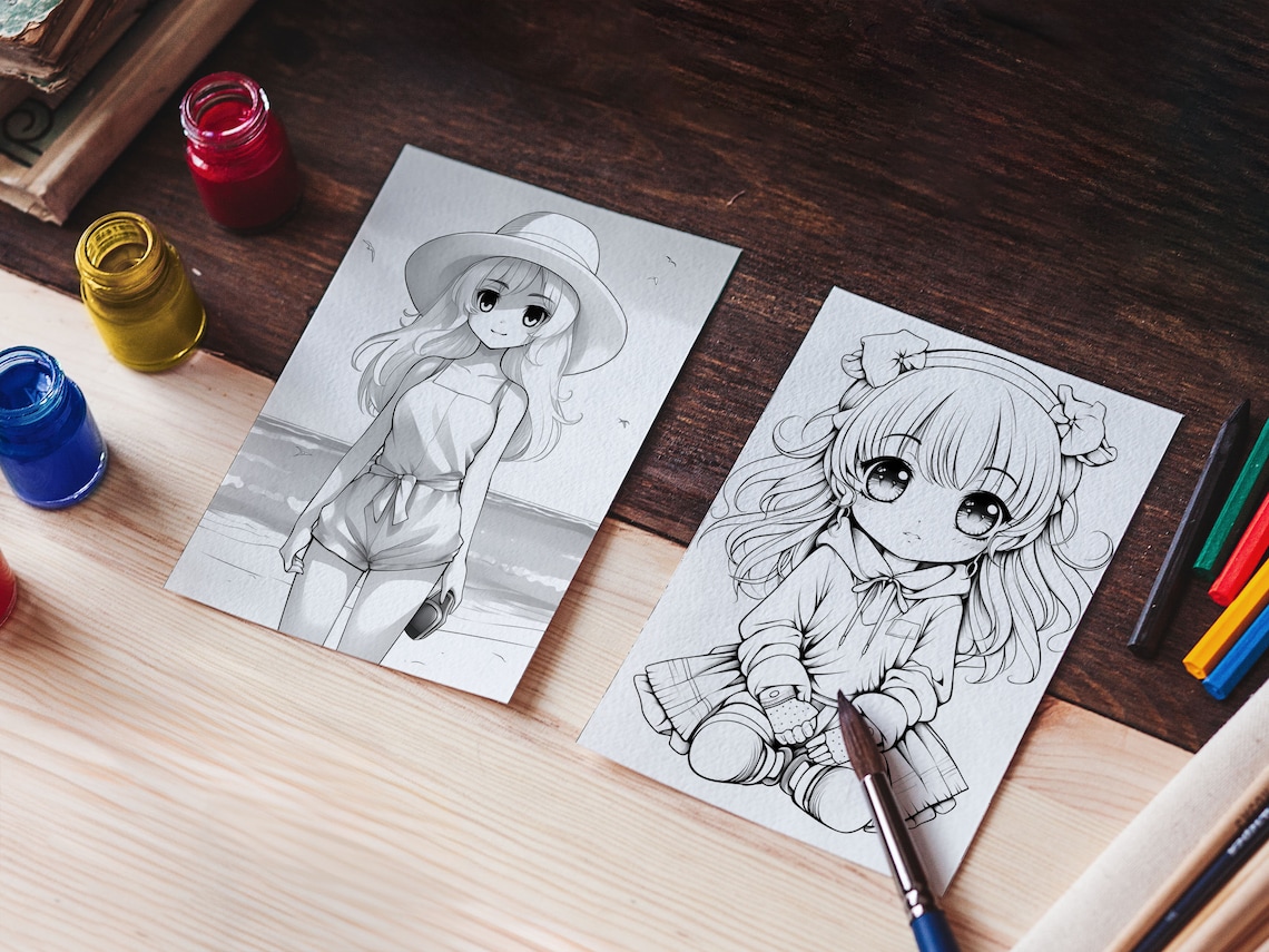 40 Kawaii Girls Coloring Pages, Chibi Girls Coloring, Kawaii Coloring ...