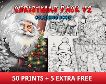 Más de 50 libros para colorear de Navidad, Navidad imprimible, Navidad para colorear, colorear imprimible, PDF imprimible, para niños y adultos, descarga instantánea