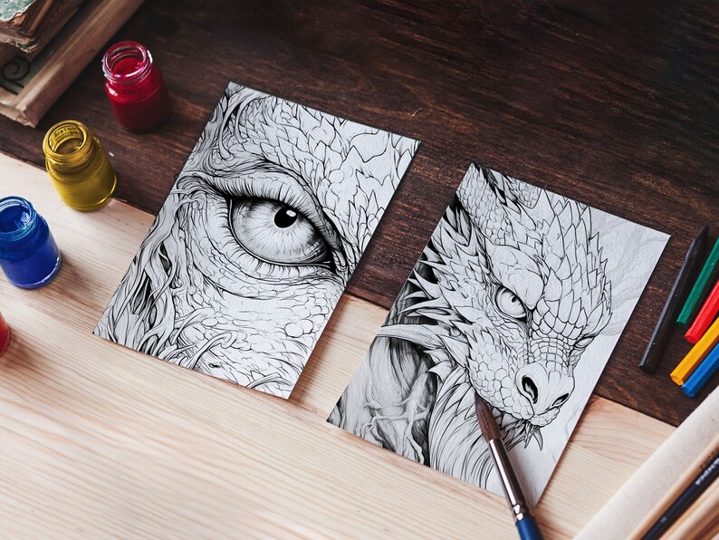 47 Dragon Coloring Book Dragon Coloring Pages Fantasy - Etsy