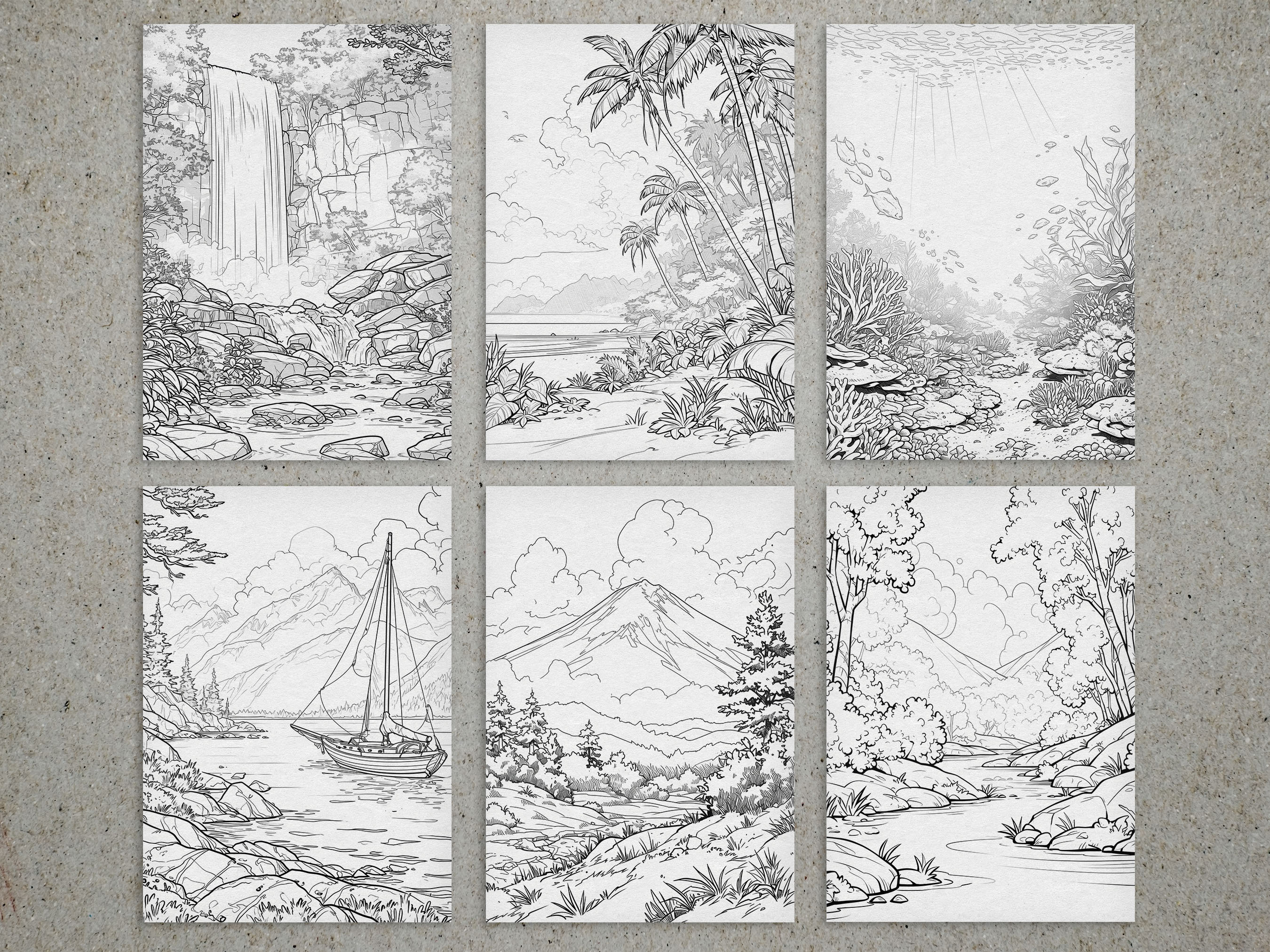 65+ Mother Nature Coloring Pages, Landscape Coloring Pages, Printable