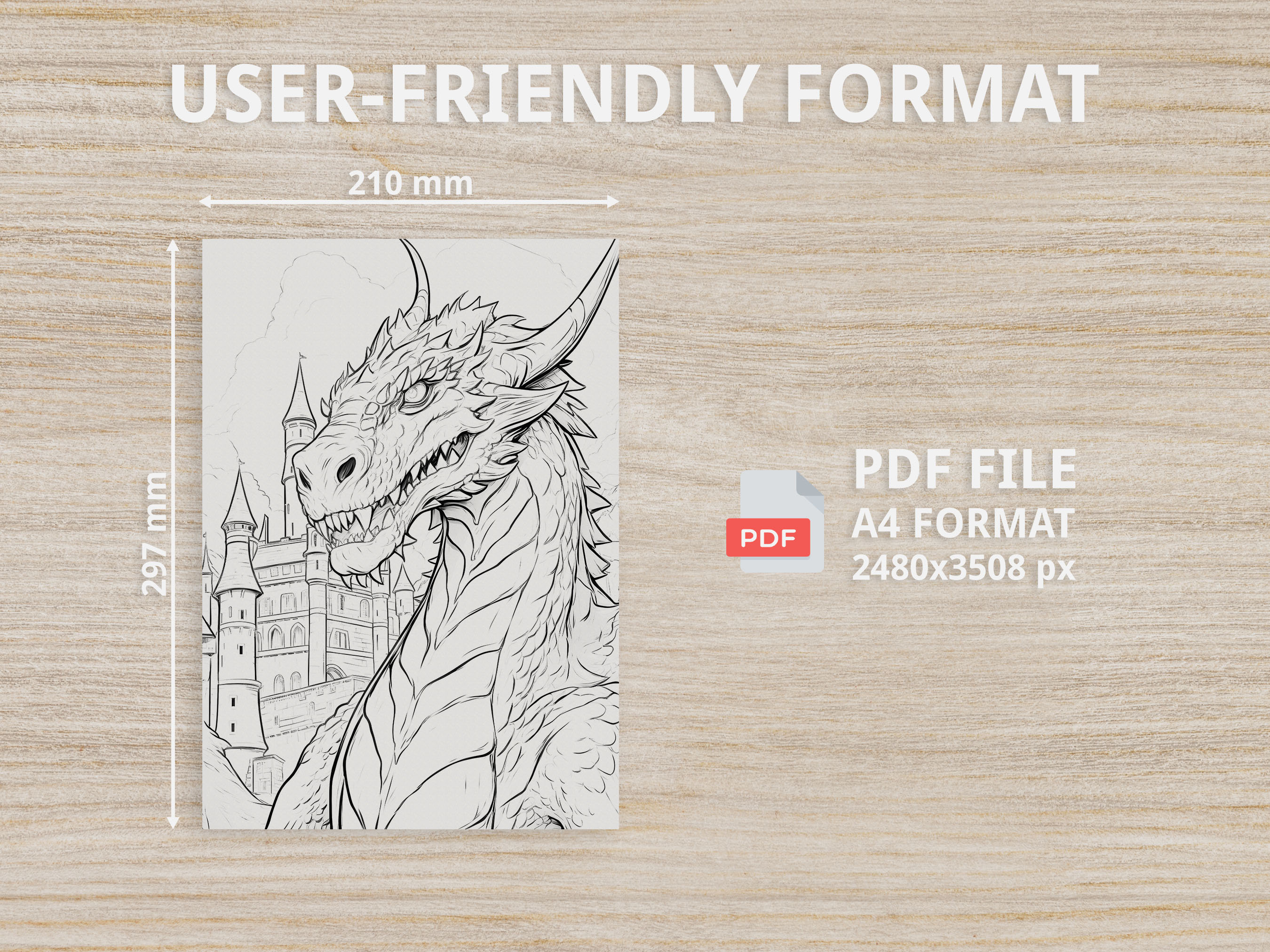 47 Dragon Coloring Book Dragon Coloring Pages Fantasy - Etsy