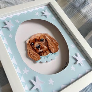 Aangepast huisdierportret | 3D-kunst uitknippen | Gepersonaliseerde illustratie | Ingelijste afdruk