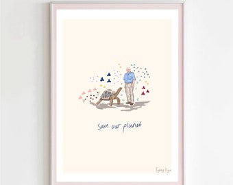 David Attenborough Save Our Planet Giant Tortoise Art Print | A5 A4 A3 A2 |