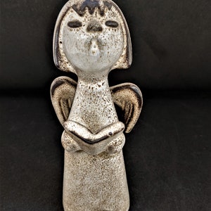 Engel Figur aus Steingut Mid Century Modern VINTAGE 21 cm groß * WIE IST