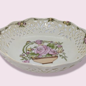 Zeldzame antieke Schumann Dresden Art Nouveau-art nouveau bloemen gestileerde rozen decoratieve schaal gesigneerd