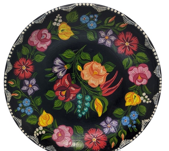 Vintage Hungarian Folk Art Wall Plates S/2 Handpainted Etsy