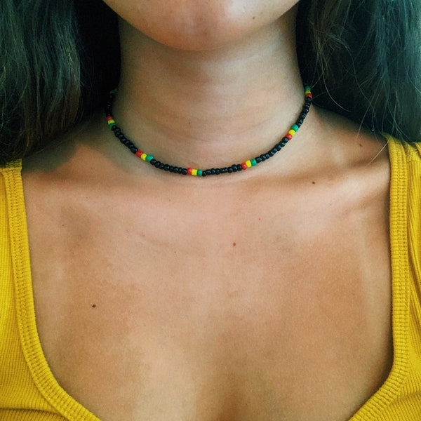 Rasta Choker/Rasta necklace/Rasta/Beaded necklace/Beaded choker/Beachy choker/beachy necklace