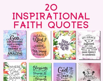 20 Citas inspiradoras de fe (Fondos de pantalla hermosos e inspiradores) / Fondo de pantalla móvil / Arte de pared imprimible / Citas cristianas