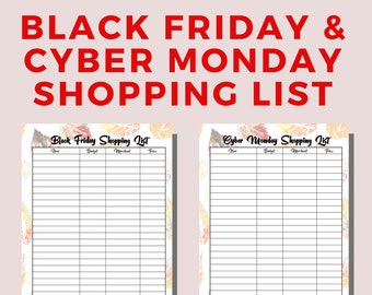Lista de compras imprimible para Black Friday y Cyber Monday