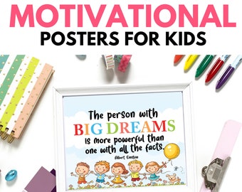Paquete de carteles de citas inspiradoras y motivadoras para el aula / Citas inspiradoras para niños / Impresiones de citas / Arte de pared imprimible / Póster para niños