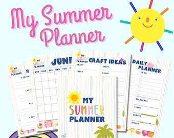 Printable Summer Planner For Kids | Summer Journal | Summer Activities | Summer Schedule | Summer Family Binder