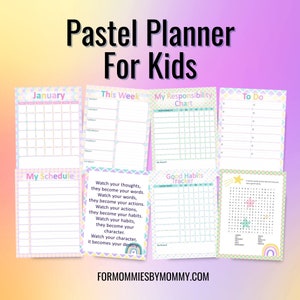 Pastel Printable Planner For Kids | Back To School Planner 22021 | Colorful Planner | Undated Monthly Planner For Kids | Student Planner
