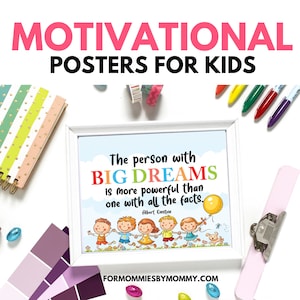 Zestaw plakatów z inspirującymi i motywującymi cytatami do klasy | Inspirujące cytaty dla dzieci | Wydruki cytatów | Wydrukowana sztuka ścienna | Plakat dla dzieci