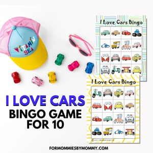 J'aime les cartes de bingo-test Cars pour 10 et jeu de mémoire | cartes de bingo imprimables pour les enfants | Jeux pour enfants | Jeux imprimables | Activités imprimables