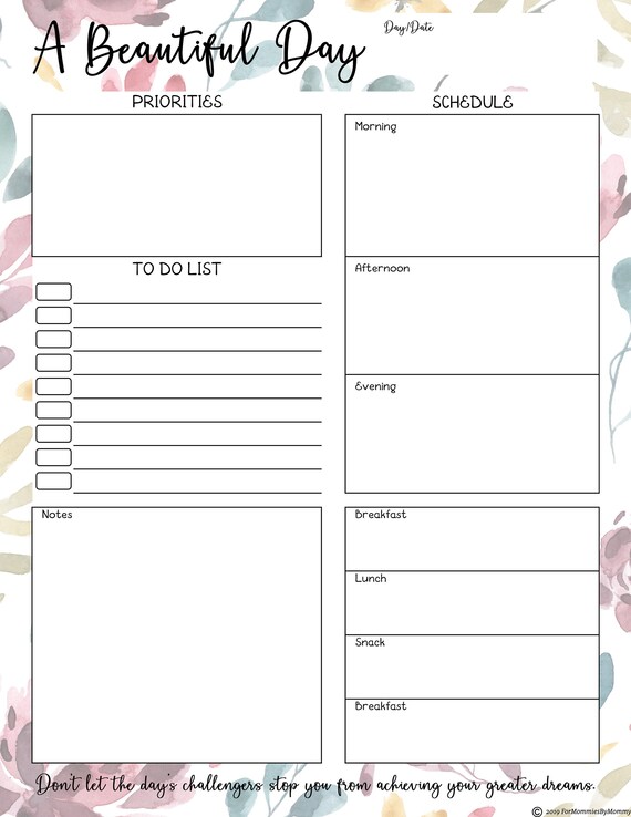 Daily Planner Printable With To-do List - Etsy