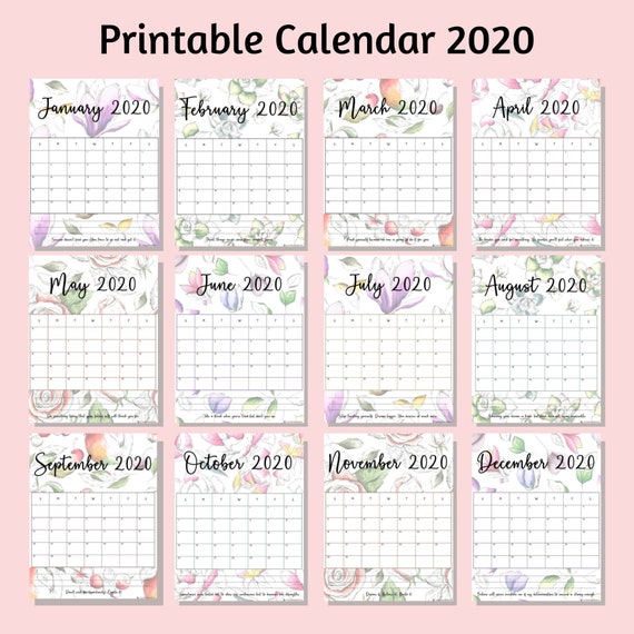 Calendar Printable Monthly Planner Floral Design Etsy India