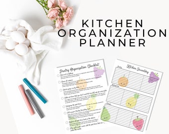 Planificador de organización de cocina imprimible Fruity Fresh / lista de verificación de organización de despensa / lista de inventario de despensa / carpeta de cocina imprimible