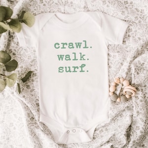 Crawl Walk Surf Baby ONESIES® Brand | Newborn Boys Girls| Surfer Baby ONESIES® Brand | Beach Babe | Handmade Gifts