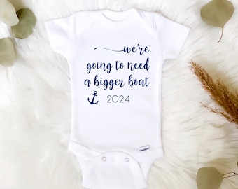 We're Going To Need A Bigger Boat | Onsie | Baby | Newborn | Customizable | 100% Cotton | Cute Announcement Photo Ideas | Personizable