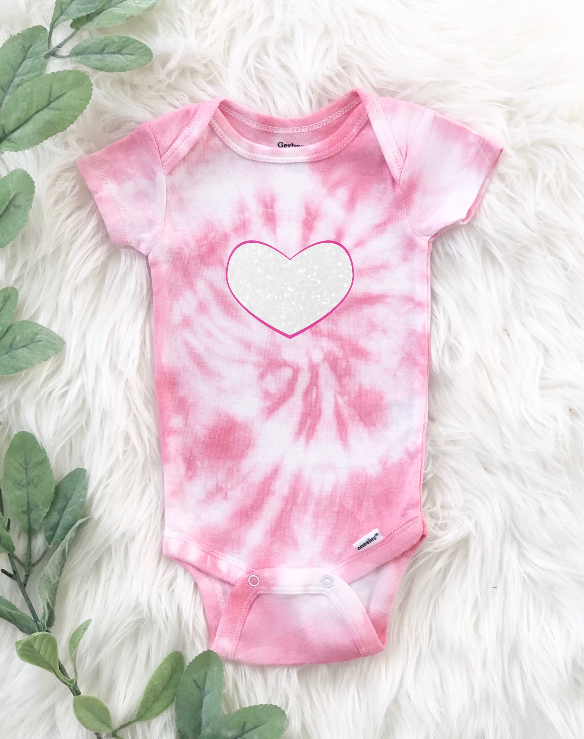 Pink Tie Dye & Heart Onesie Baby Tie Dye Bodysuit Newborn Etsy