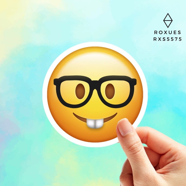 Nerd Emoji  Sticker, Emoji Faces, Cool Stickers, Whatsapp Emojis, Stickers for Laptop, MacBook Pro Stickers, Waterbottle Stickers