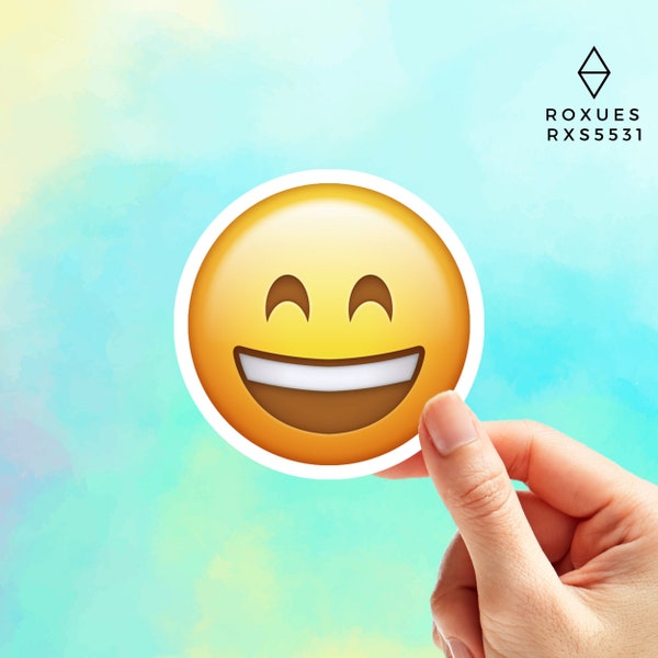 Happy Emoji  Sticker, Emoji Faces, Cool Stickers, Whatsapp Emojis, Stickers for Laptop, MacBook Pro Stickers, Waterbottle Stickers